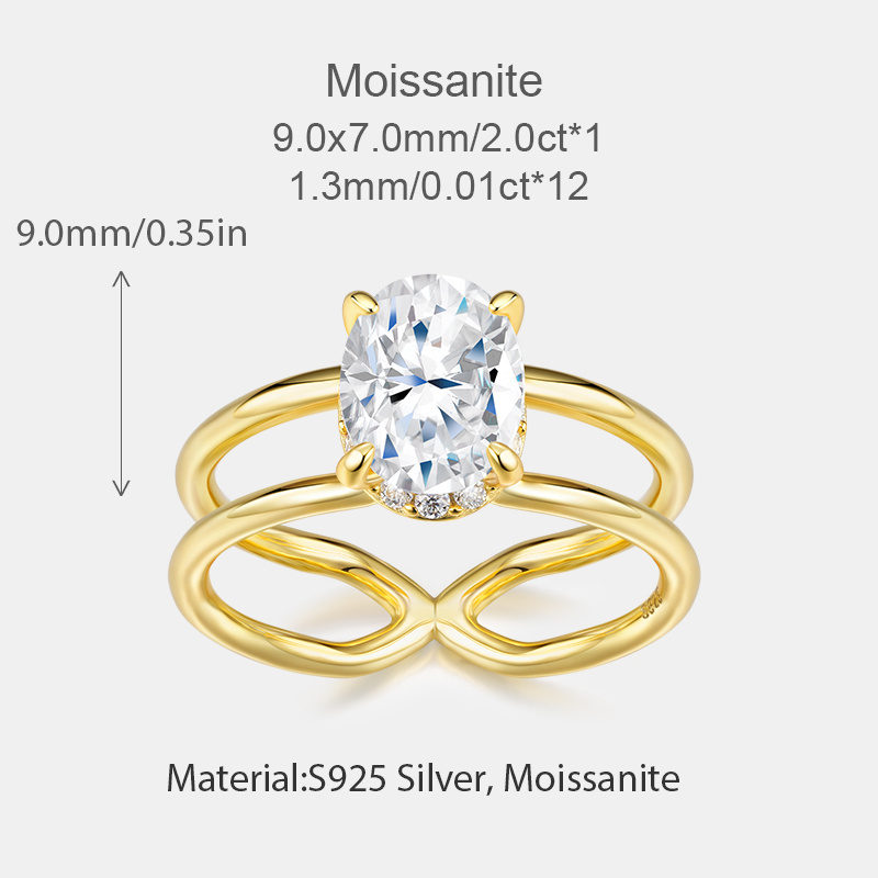 Women's Elegant 925 Silver Moissanite Couple's Ring Set, Wedding Band